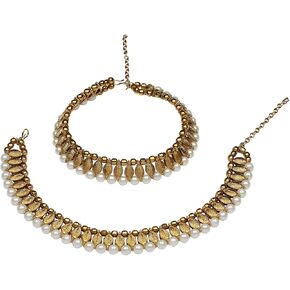 Efulgenz Indian Bollywood Faux Pearl Wedding Bridal Anklet Pair Bracelet Payal Foot Jewelry Set for Women