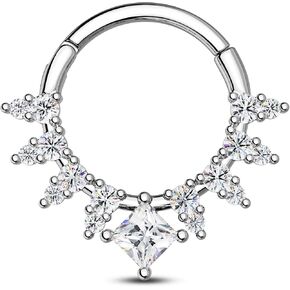 CM Crareesi Mania Septum Rings Clear CZ Septum Piercing Jewelry 316L Stainless Steel Daith Piercing Jewelry for Women 16G Helix Cartilage Earrings Hoop in Kuwait