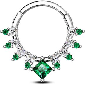 CM Crareesi Mania Septum Rings Clear CZ Septum Piercing Jewelry 316L Stainless Steel Daith Piercing Jewelry for Women 16G Helix Cartilage Earrings Hoop