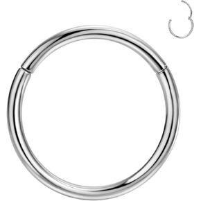 VERAMI Implant Grade G23 Titanium Nose Ring Hoop Septum Clicker Hinged Segment Ring Helix Cartilage Rook Earring Lip Ring 16G 18G 20G Body Piercing Rings, Diameter 8mm 10mm…