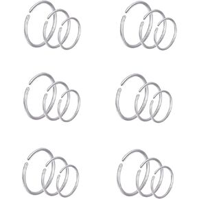 24Pcs 18G 20G 22G Stainless Steel Nose Ring Hoop Cartilage Earrings Septum Ear Traguse Lip Ring Body Piercing Jewelry 6-12mm Slive Stone