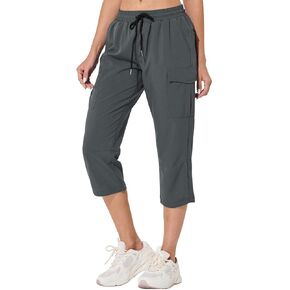 ChinFun Women's Hiking Capris Pants Outdoor Quick Dry Cargo Cropped Pants Water Resistant UPF 50+