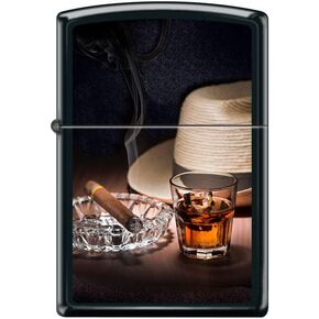 Zippo Lighter- Cigars Cuban Design Satin Chrome Windproof Lighter #Z5123