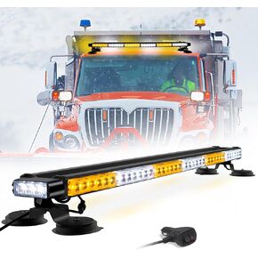 78 LED Strobe Light Bar, 38.5 inch Extra Wide Double Side Emergency Light Bar for Truck, Amber White High Intensity LED Security Lights with Magnetic Mounts for Car Truck Construction Vehicle (12-36V)