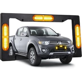 License Plate Strobe Light Amber White Front Rear License Plate 36LEDs Emergency Hazard Safety Lights Frame Vehicles Pickup Trucks