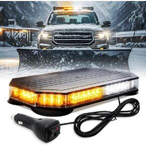42 LED Amber-White Strobe Lights for Trucks Beacon Light, Roof Emergency Emergency Lights for Vehicles,Magnetic Light Bar,PlowTraffic Hazard Flashing Lights for Vehicles Construction Trailer