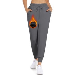 MOREFEEL Fleece Lined Joggers with Pockets for Women High Waisted Thermal Sweatpants Winter Yoga Pants Hiking Running