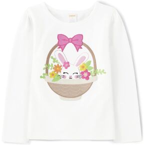 Gymboree Girls' and Toddler Spring and Summer Embroidered Graphic Long Sleeve T-Shirts