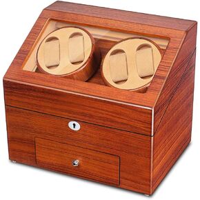 JQUEEN Automatic Wood Watch Winder Display Box 4+9 Storages,with 4 Rotation Mode Setting, Adjustable Watch Pillow for Men’s and Lady’s Automatic Watches Shaker