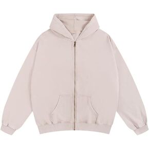 BINTEHGS Basic Oversized Vintage Zip Up Hoodie for Women Baggy Acid Wash Jacket Y2k Retro Grunge Zipper Sweatshirts Loose Fit