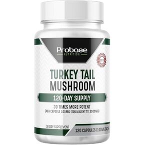 Premium Turkey Tail Mushroom Capsules, Turkey Tail Mushroom Supplement, Real Mushrooms Turkey Tail Extract (Coriolus Versicolor), 4 Month Supply, 120 Capsules