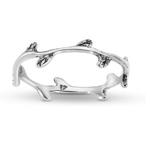 AeraVida Endless Olive Crown Branch .925 Sterling Silver Band Ring