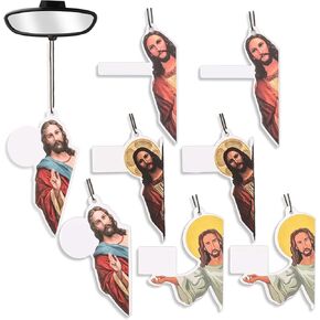 Jeffdad 8 قطع Jesus I Saw That معطرات هواء السيارة، زينة يسوع المعلقة المضحكة لمعطرات الهواء لتزيين السيارة، بطاقات معطرة لشريحة العطر للسيارة الداخلية والمرايا المنزلية وهدايا الديكور المعلقة in Kuwait