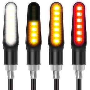 Kinstecks 4PCS Motorcycle Indicators Flowing Turn Signal Lights Motorbike Turning Indicators Daytime Running Lights Brake Lights 12V 13LED for Motorcycle Motorbike-Smoked Shell