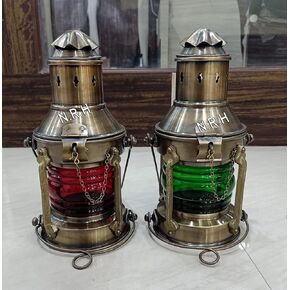 Nautical Antique Lantern Oil Lamp /Decorative Hanging Lantern /Marine Ship Lamp /Maritime Collectible Home Decor Set of 2