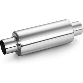 A-KARCK 2.25" Inlet Exhaust Resonator, 2.25" Inlet 2.5" Outlet 13.8" Overall Length Muffler Resonator Stainless Steel Polished