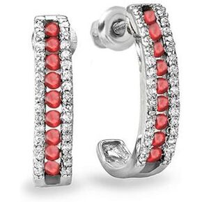 Dazzlingrock Collection Ladies Hoop Earrings, Sterling Silver