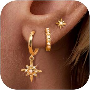 Kakonia Gold Hoop Earrings Set for Women Hypoallergenic 18k Gold Plated Dangle Hoop Huggie Stud Earring Stacks Pack Dainty Earings Cartilage Piercing Jewelry Silver