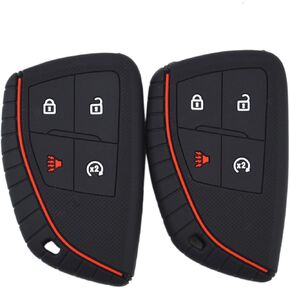 Silicone 4 Buttons Key Fob Cover Case Protector for Chevrolet Colorado and GMC Canyon 2023 2024 2025 Remote with Remote Start Button