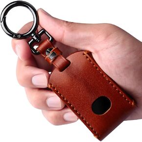 Tukellen for Mazda Leather Key Fob Cover with Keychain Compatible with 3 6 CX-5, CX-30, CX-9,4-Buttons Smart Remote, Genuine Leather Key case-Black