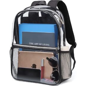 REAWUL Clear Backpack Heavy Duty Large TPU Transparent Backpacks See Through Backpacks for Security Travel,College. (Clear)
