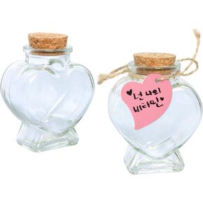 2PCS Empty Heart Shaped Glass Bottles Mini Glass Bottle with Cork Stoppers Decoration Glass Bottles with Cork Lid Mini Cute Memory Heart Wish Bottle for Home DIY Wedding Gift Party Supplies