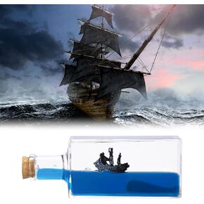 Unsinkable Cruise Ship Fluid Drift Bottle, Black Pearl Liquid Wave Cruise Fluid Ship Decoration Ornament for Home Show, Gifts, Desk or Paperweight
