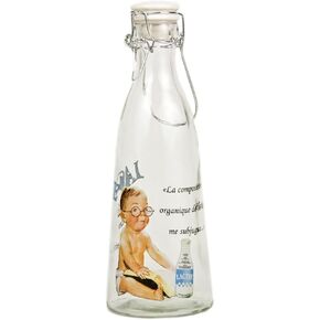 Vintage Style Glass Milk Bottle with French BEBE Retro Design (17 OZ)