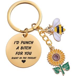 Sunflower Keychain for Women Inspirational Christmas Birthday Graduation Jewelry Gifts for Mom Daughter Wife Friend Sister