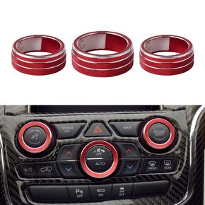 LECART for Jeep Cherokee Accessories Red AC Switch Knob & Volume Switch Knob Covers Auto Interior Decoration Trim Metal Decal Cover Caps Compatible for Jeep Cherokee KL 2014-2023