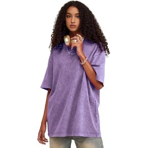 Unisex Short Sleeves Retro Vintage Style T-Shirt Casual Loose Wash Solid Basic Tee Tops