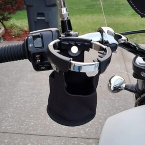 Motorcycle Cup Holder Motorcycle Cup Holder Chrome Metal + Neoprene Cup Holder with 360 Degrees Swivel Ball Mount Universal Fit for Motorcycle ATV Utv Boat Kayak