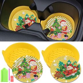 Automotive Cup Coaster Universal Silicone Anti-Slip Cup Holders, 2.75 Inches Diamond Painting Insert Coasters Waterproof Spill Round Cup Mat, Rhinestone Car Interior Accessories 4 Pack, Purple