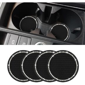 4PCS Car Cup Coaster, 2.75 Inch Universal Auto Car Cup Holder Insert Coasters, Non-Slip Silicone Drink Car Cup Mat, Car Interior Accessories for Women and Men (Red, Drillless)