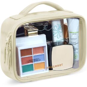 BAGSMART Clear TSA-Approved Toiletry Bag, Puffy Edges Travel Makeup Bag, Large Opening with Handle, Clear Cosmetic Bag with Double Zipper for Women