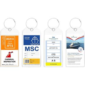 NTONPOWER 6 Pack Cruise Luggage Tags, Cruise Lanyard for Carnival, NCL, Princess, MSC Cruise Ships, Clear Plastic Luggage Tags with Zip Seal and Steel Loops, Cruise Essentials for 2023-2024