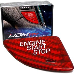 iJDMTOY Genuine Carbon Fiber Keyless Engine Start/Stop Push Start Button Cover Compatible with Cadillac 2013-2019 ATS ATS-V (Sports Red)