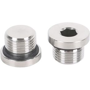 Yoebor M18 x 1.5 Stainless Steel 304 Slim Round Head Allen Key Slotted Plug with O-ring for O2 Oxygen Sensor or Oil Drain, Pack of 2