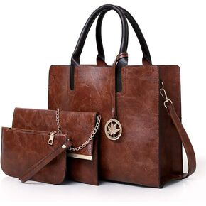 Women Handbags Sets 3 Pcs Large Capacity Handbag Chain Shoulder Bag Clutch Purse