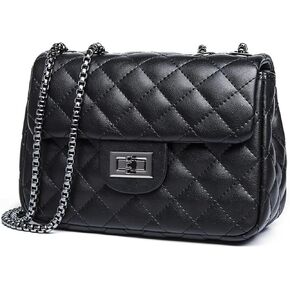 FOXLOVER Quilt Crossbody Bags for Women Medium Size Chain Strap Shoulder Purses Flap Twist Closure Trendy