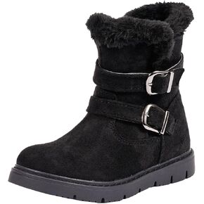 TZJS Girls Warm Winter Boots Kids Fashion Faux Fur Lined Snow Boot Side Zipper Lightweight Durable Outdoor Walking Mid Calf Shoes for Toddler/Little Kid