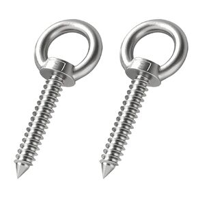 6 Inch Heavy Duty Screw Eyes Hooks ，4Pcs Self Tapping Eyelet Screw Eye Bolt，Load Capacity 700 Lbs，Wooden Large Screw Eye Hook ，for Hanging, Tie-Downs, Heavy-Duty Applications.