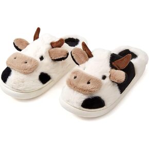 KEYUSHOP Cow Slippers for Kids Women Men Super Soft Fuzzy Slippers Cute Animal Slippers Memory Foam House Slippers Winter Cozy Non-Slip Preppy Slippers for Girls Boys Toddler Indoor Outdoor