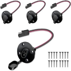 SAE Power Socket Sidewall Port Connector 12awg Cable, Quick Connector Solar Panel Wire 4 Pack with 16 Screws, Fit Flush-Mount Connector Solar Generator Battery Charger, Black & Red