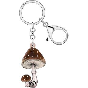 WEVENI Cute Mushroom Stuff Acrylic Mushroom Keychain Plant Keyring Food Charms for Women Girls Funny Wallet Accessories (Mushroom A)