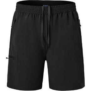 BGOWATU Men's Athletic Hiking Shorts Stretch Quick Dry Sports Gym Shorts with Zipper Pockets for Fishing Travel