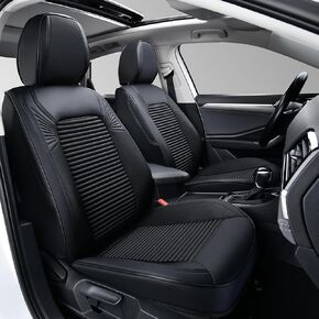 Car Seat Covers Full Set,Waterproof Leather Automotive Seat Covers Universal Fit for Most 5 Seats Cars SUV Pick-up Truck(Black) (black1)