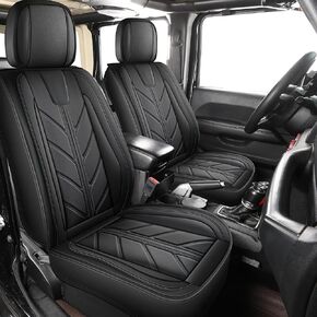Car Seat Covers for Jeep Wrangler JK JL Fit 4 Door 2018-2024 JK JL Sahara Rubicon Unlimited Altitude Truck Waterproof Automotive Faux Leather Seat car Cushion Set(Black+Gray, Front Seat)