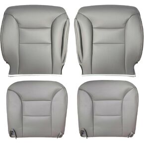 AUTOKAY Seat Covers for Chevy Tahoe Suburban for GMC Sierra Yukon 1995-1999 Leather Gray