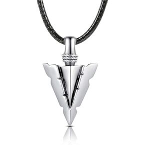 MANBU Sterling Silver Urn Necklace for Men: Arrowhead Memorial Pendant Cremation Ash Jewelry Bereavement Keepsakes Gift for Loss of a Loved One
